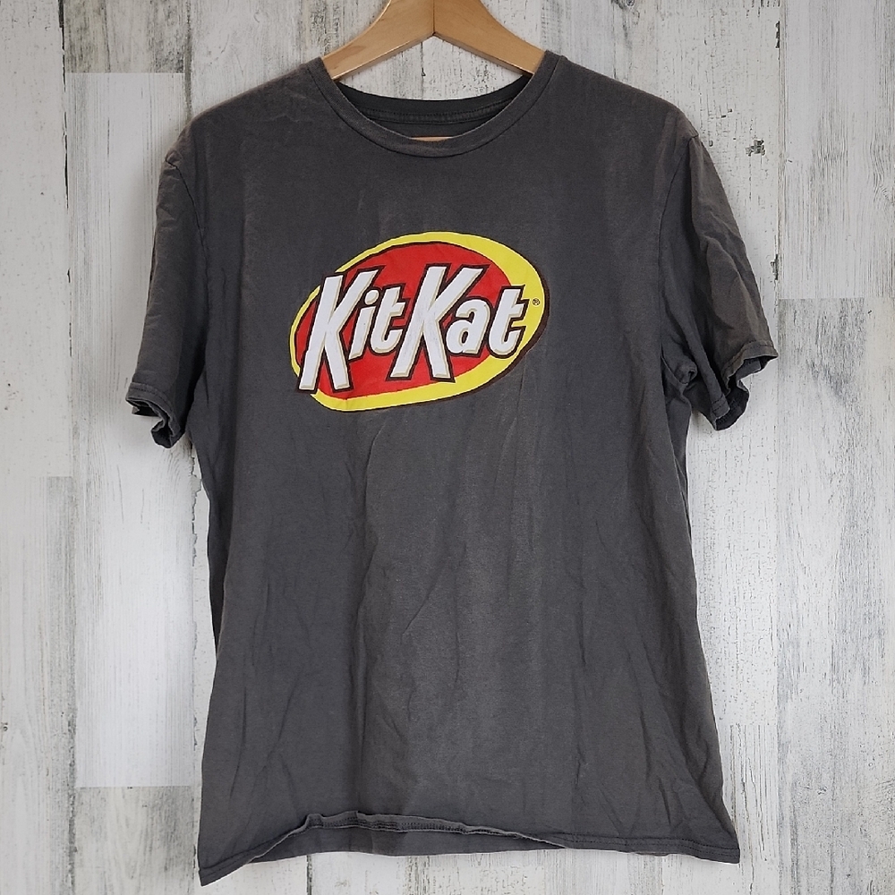 Hershey's Kit Kat Logo Gray Graphic T-Shirt Size Large